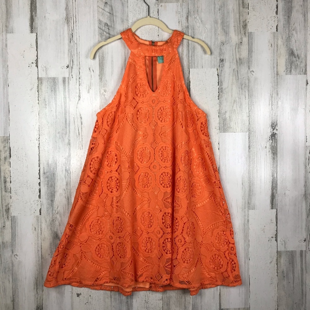 NWT Judith March orange crochet halter dress - Picture 2 of 6